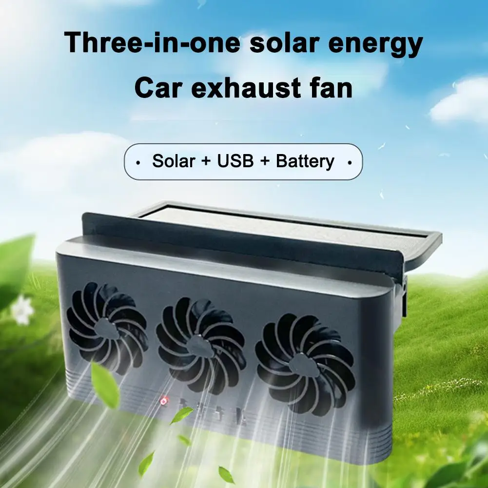 Solarbetriebener Auto-Kühler-Lüfter mit 3 Luftausläsern – Bild 2