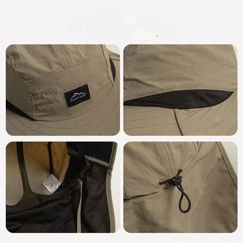 Kappen Sommer Breite Krempe Eimer Nackenschutz Unisex Schnell – Bild 6