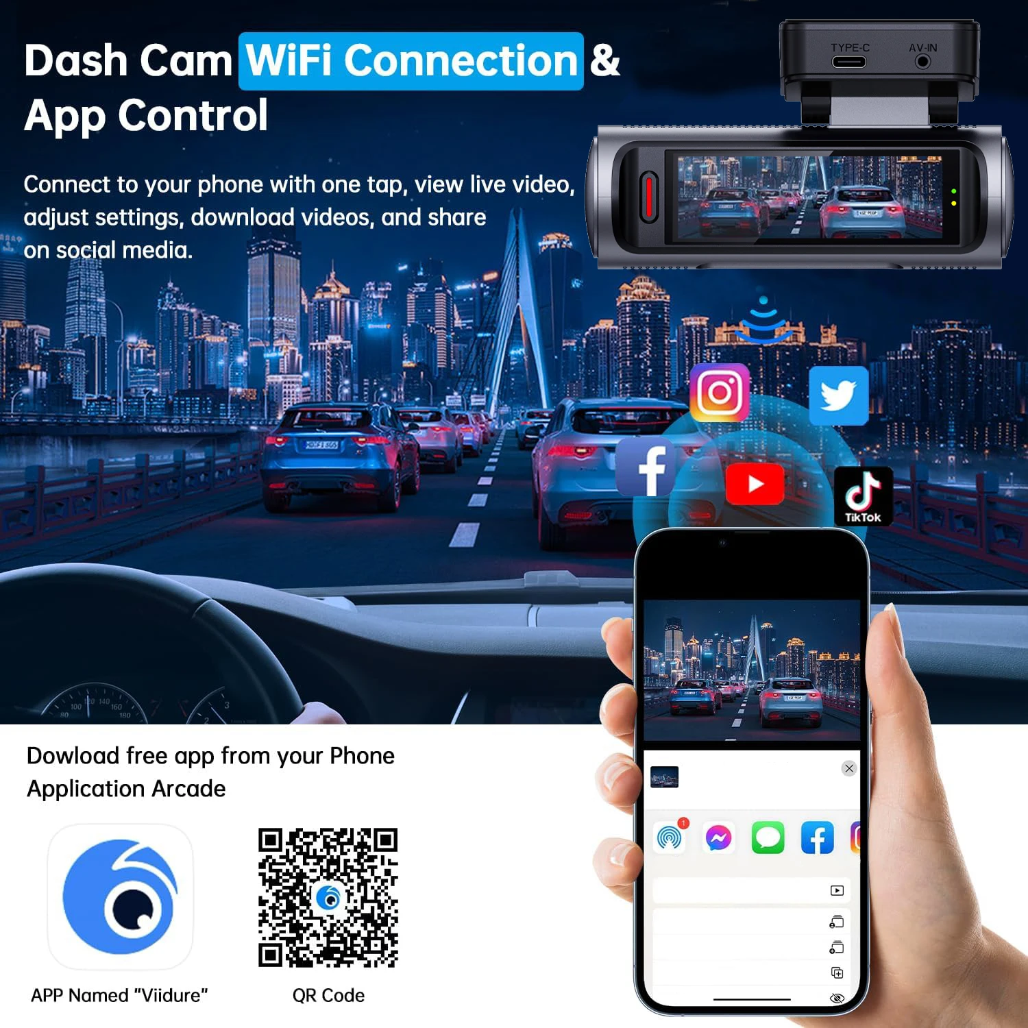 Dashcam 3840*2160P 4K + 4K Dual-Objektiv Auto-DVR-Kamera mit 5G WiFi – Bild 5