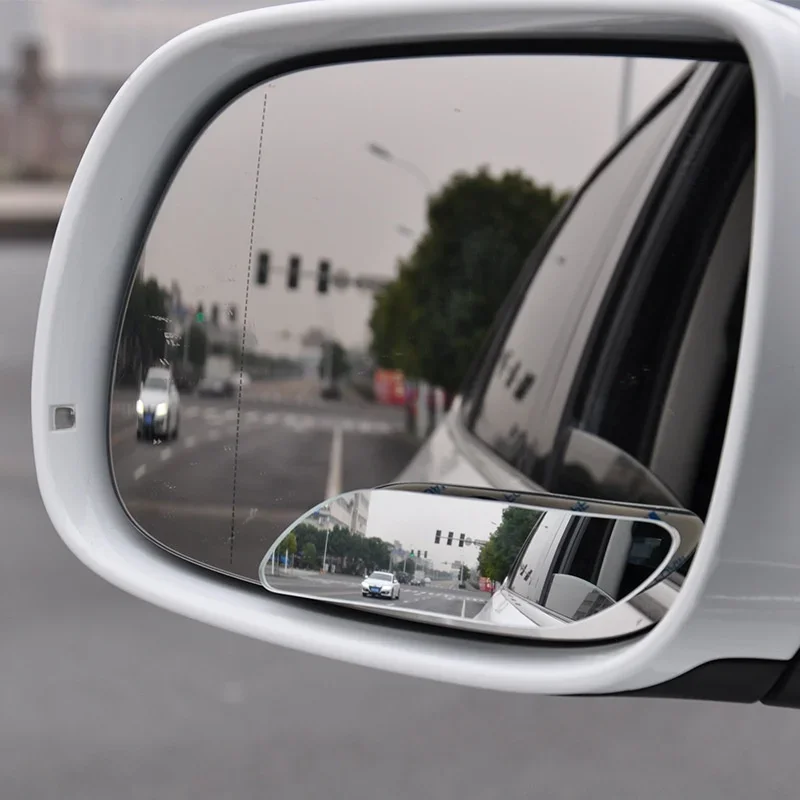 Toter-Winkel-Spiegel, HD-Glas Rahmenloser Konvexspiegel Weitwinkel-Rückspiegel Verstellbarer Aufklebspiegel