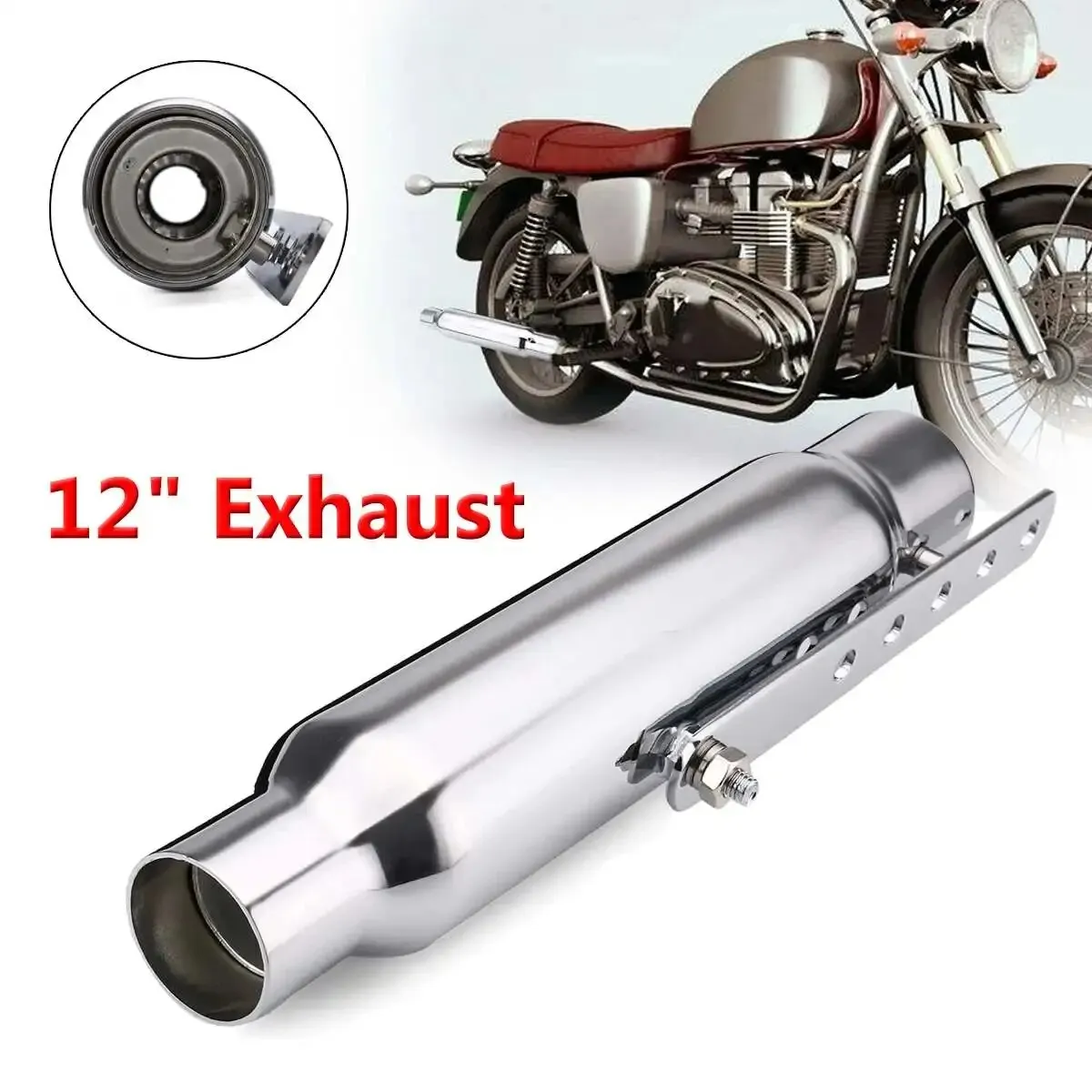 Motorrad Auspuff Schalldämpfer Retro Vintage Klassische Galvanik Escap – Bild 2