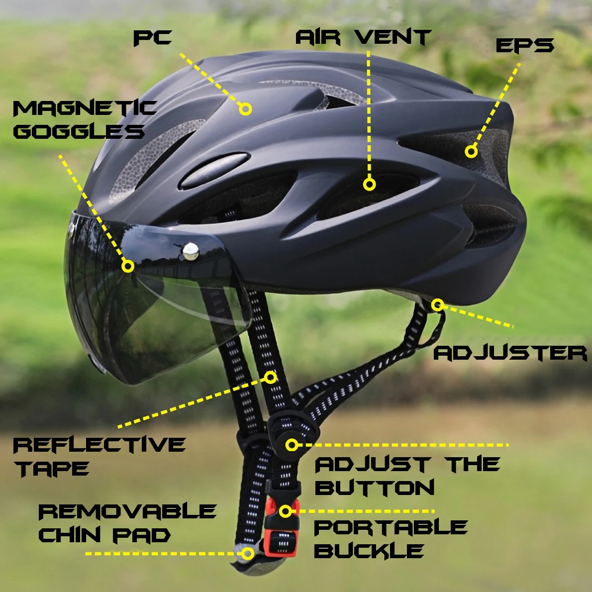 PJT Leichter, atmungsaktiver Fahrradhelm mit magnetischer – Bild 2
