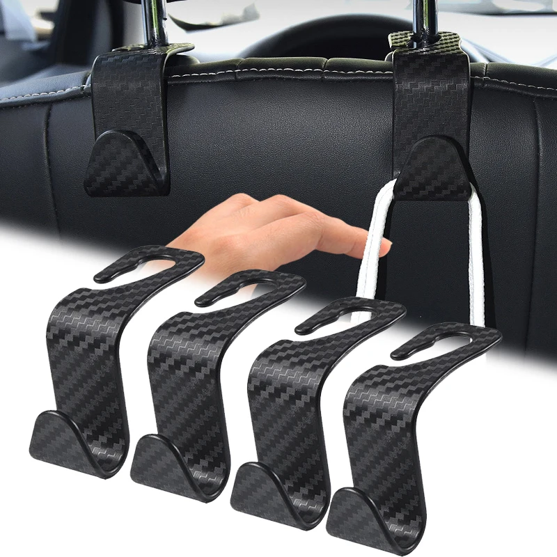 Carbon Faser Haken Auto Sitz Kopfstütze Haken Auto Rücksitz Organizer Aufhänger Handtasche Kleidung (4 Stück)