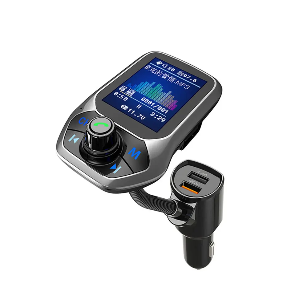 Bluetooth FM-Transmitter Freisprecheinrichtung 1,8'' TFT-Display Autoradio MP3-Musik USB SD EQ-Player