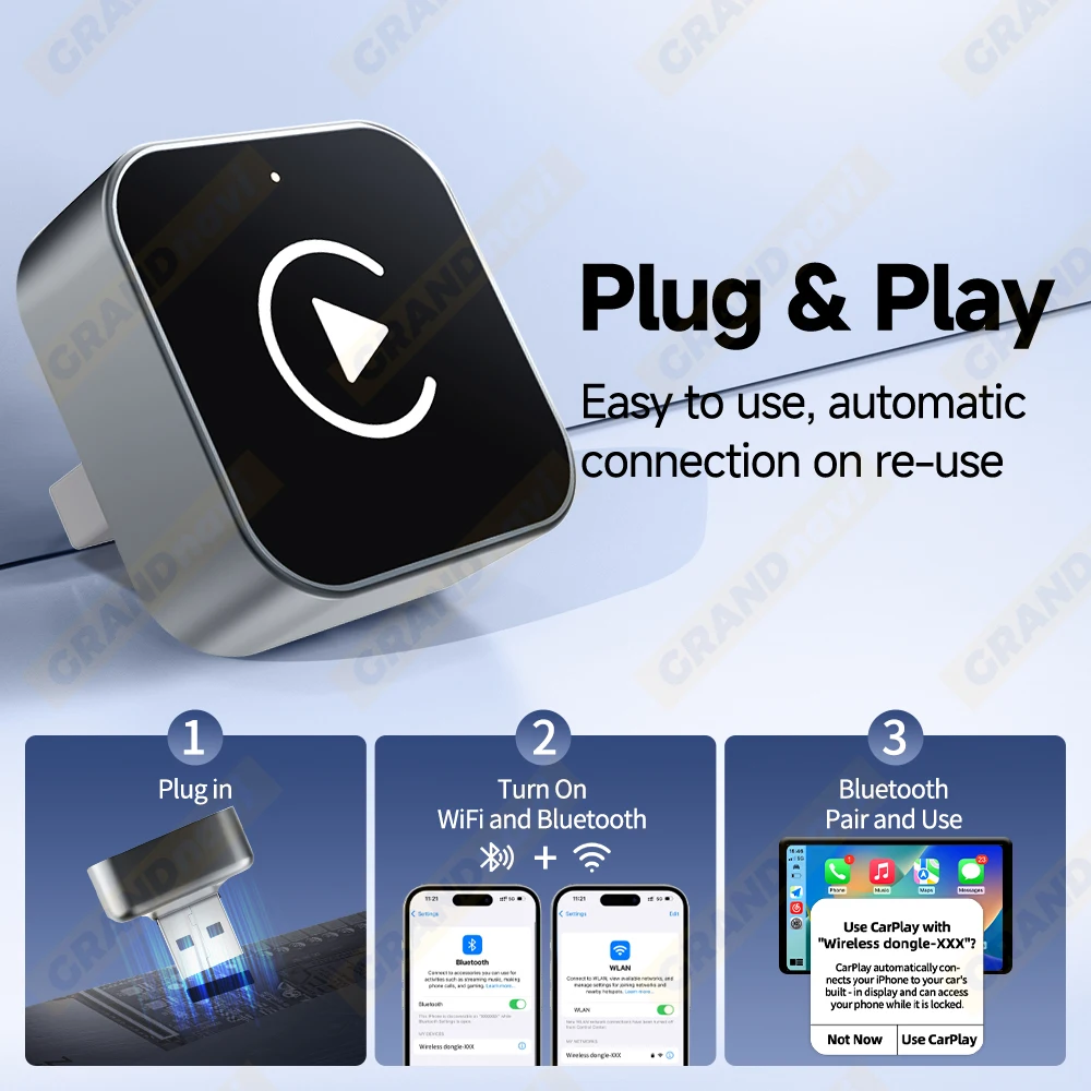 Mini 2-in-1 Wireless CarPlay/Android Auto Adapter Plug-and-Play – Bild 3