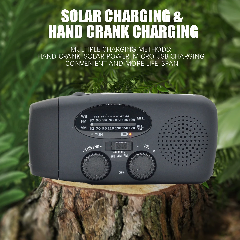 2000 mAh Notfallradio mit LED-Leuchten, Radio, USB-Solar-Ladelicht – Bild 2