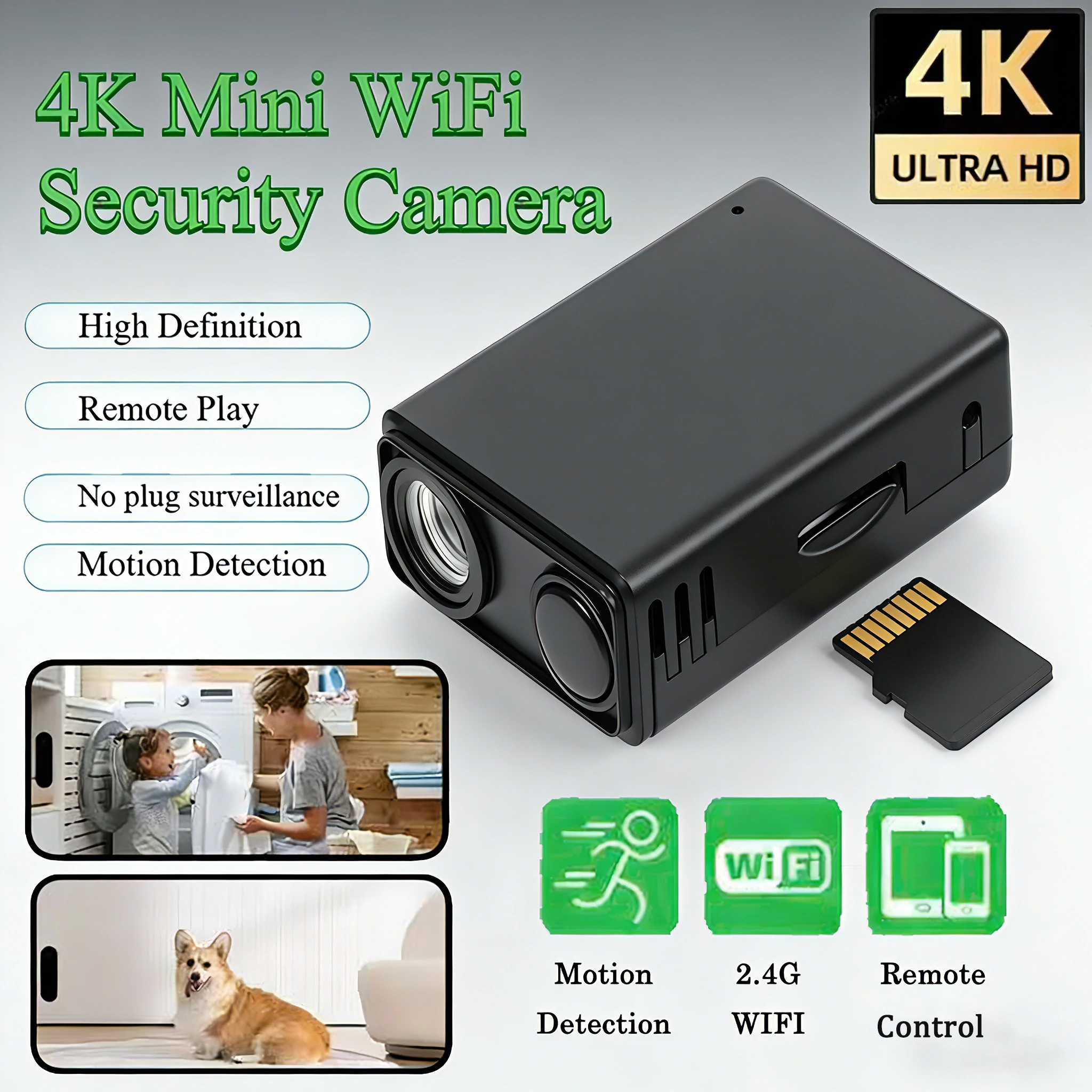 4K WLAN-Überwachungskamera Drahtlose Fernüberwachung Bewegungserkennung Camcorder Sicherheitsschutz
