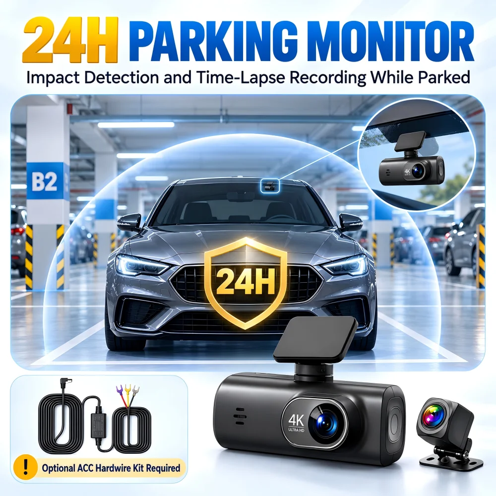 4K Dashcam Fahrzeugkamera, WiFi Dual-Linsen Auto-DVR 1080P – Bild 5