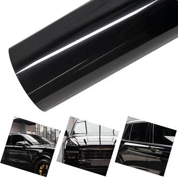 Ultra Gloss PET Piano Black Vinyl Wrap Film Aufkleber Auto Dekoration Zubehör Glänzend Schwarz Selbstklebendes
