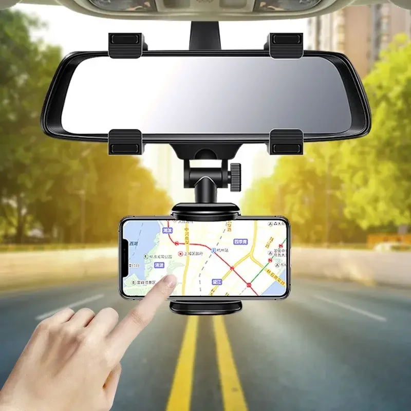 360-Grad-Autotelefonhalter, Rückspiegelhalterung, Navigation, GPS, mobiler Ständer, Clip, faltbar