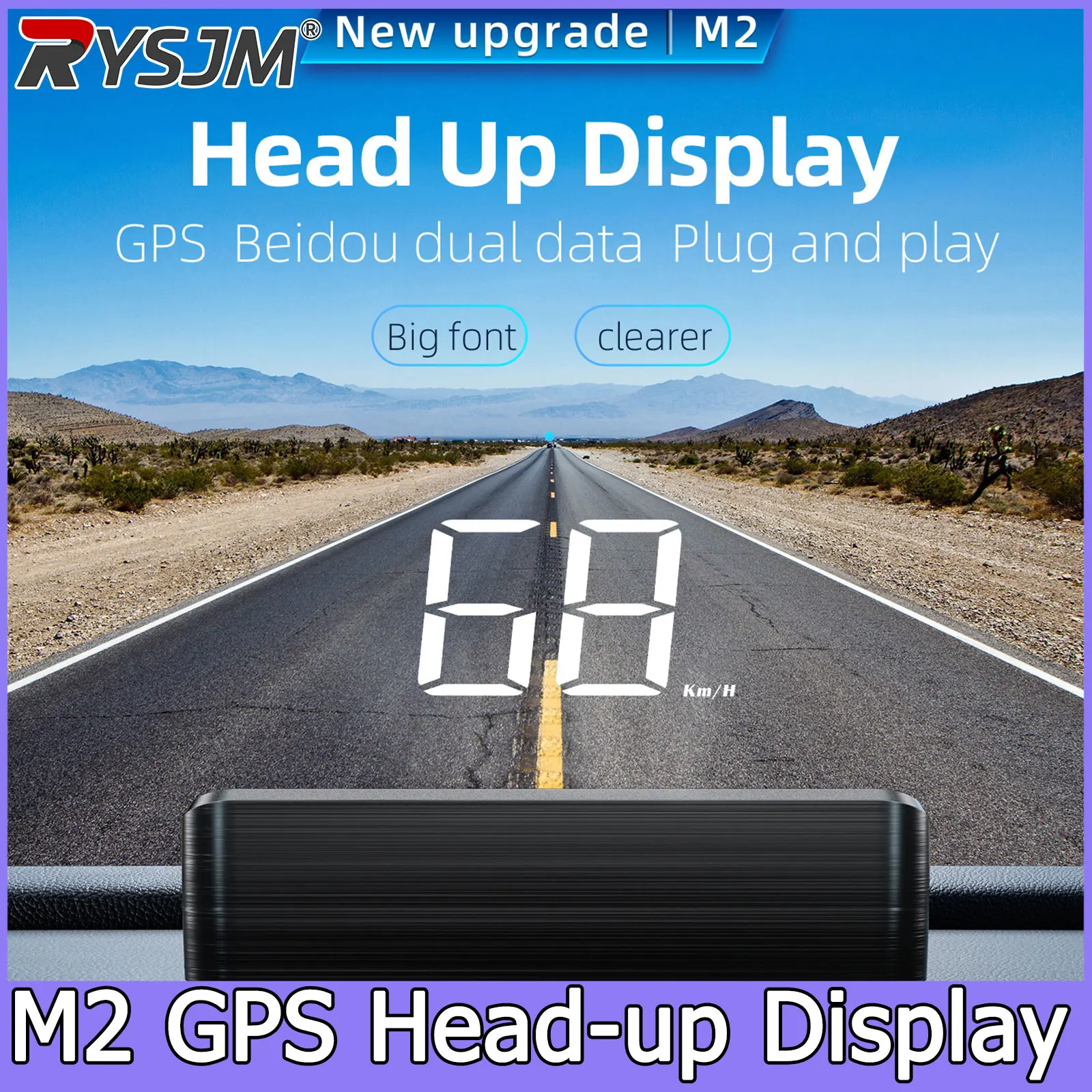 M2 HUD Head-up-Display Auto-GPS Digitaler Tachometer Universeller – Bild 3