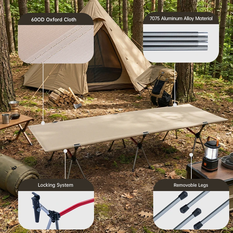 WESTTUNE Campingbett, tragbares Klappbett, ultraleichtes Schlafbett – Bild 2