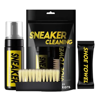 Schuhreiniger-Schaum Trockenreinigungsset 150ML Wasserfreier Schaum Sneaker-Reiniger Schuhbürste Schuhputztuch
