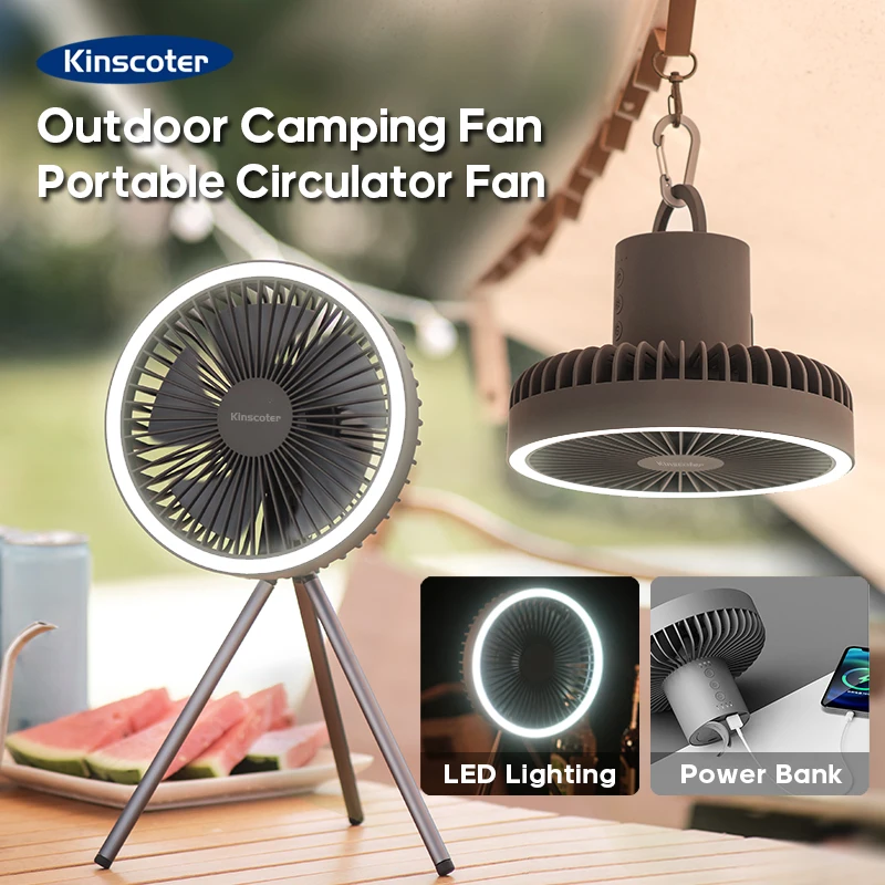 10000 mAh 4000 mAh Camping-Ventilator, wiederaufladbar, tragbarer Desktop-Zirkulator, kabelloser elektrischer