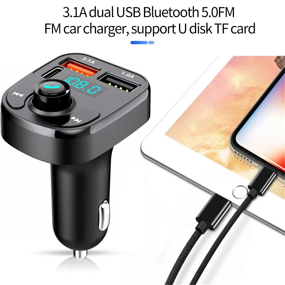 Bluetooth 5.0 Auto FM-Transmitter Aux Freisprecheinrichtung Kabelloses – Bild 3