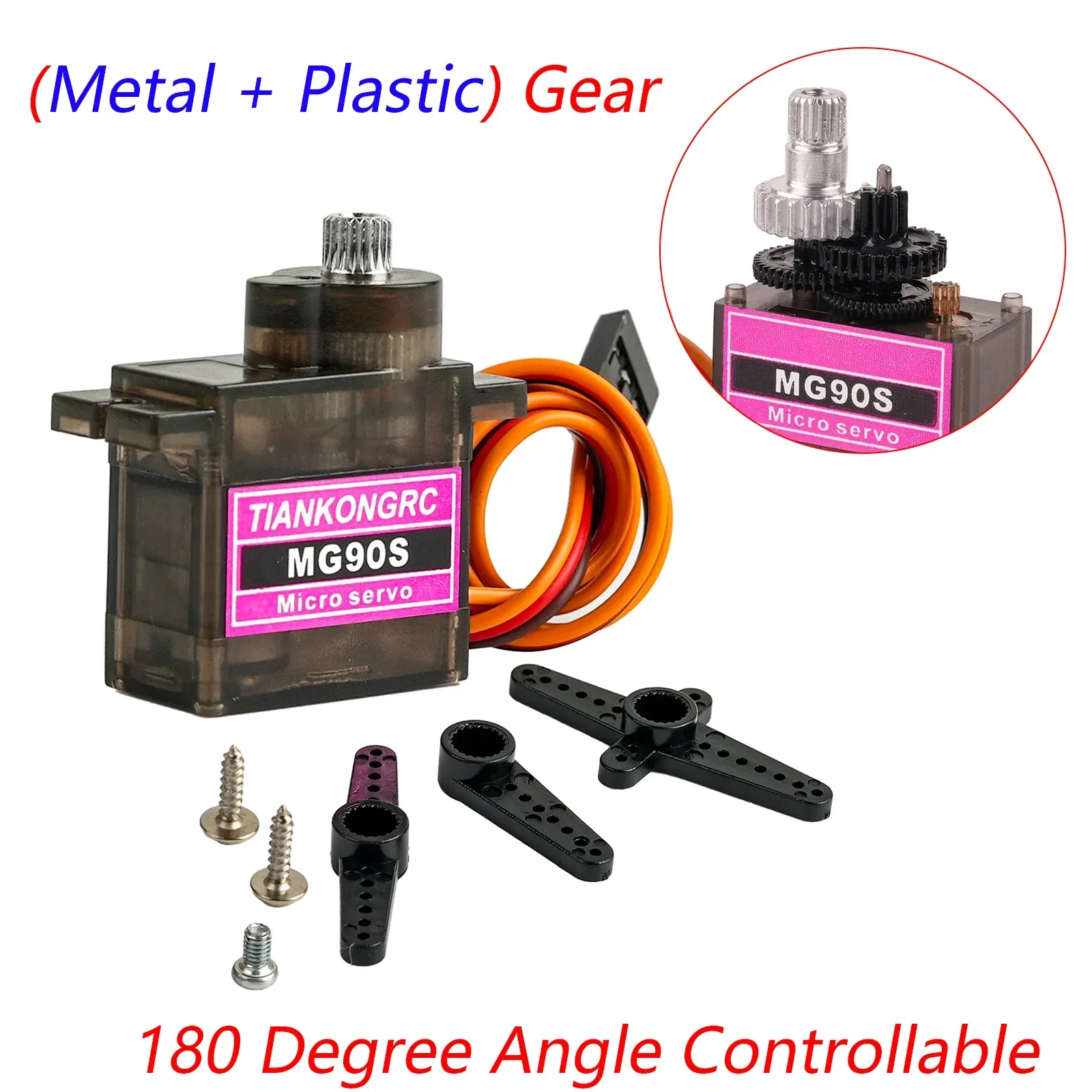 MG90S Micro-Servomotor 180/270/360 Grad Metall-/Kunststoffgetriebe 9 g SG90 verbessert für Arduino RC Auto