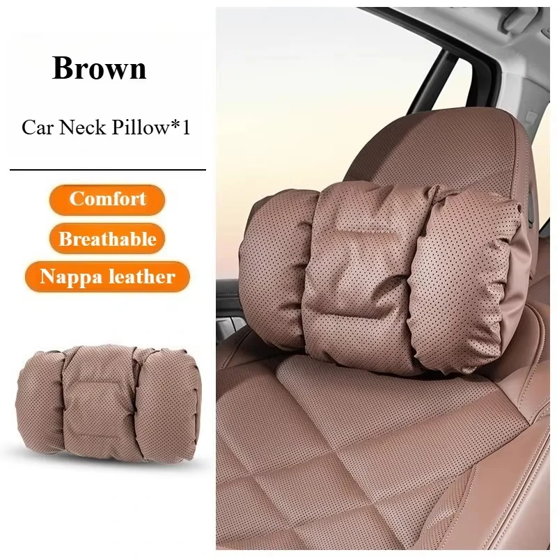 Napa-Leder Auto-Kopfstütze Nackenstütze Sitz-Lendenkissen, Auto-Nackenkissen, Lendenkissen, Geeignet