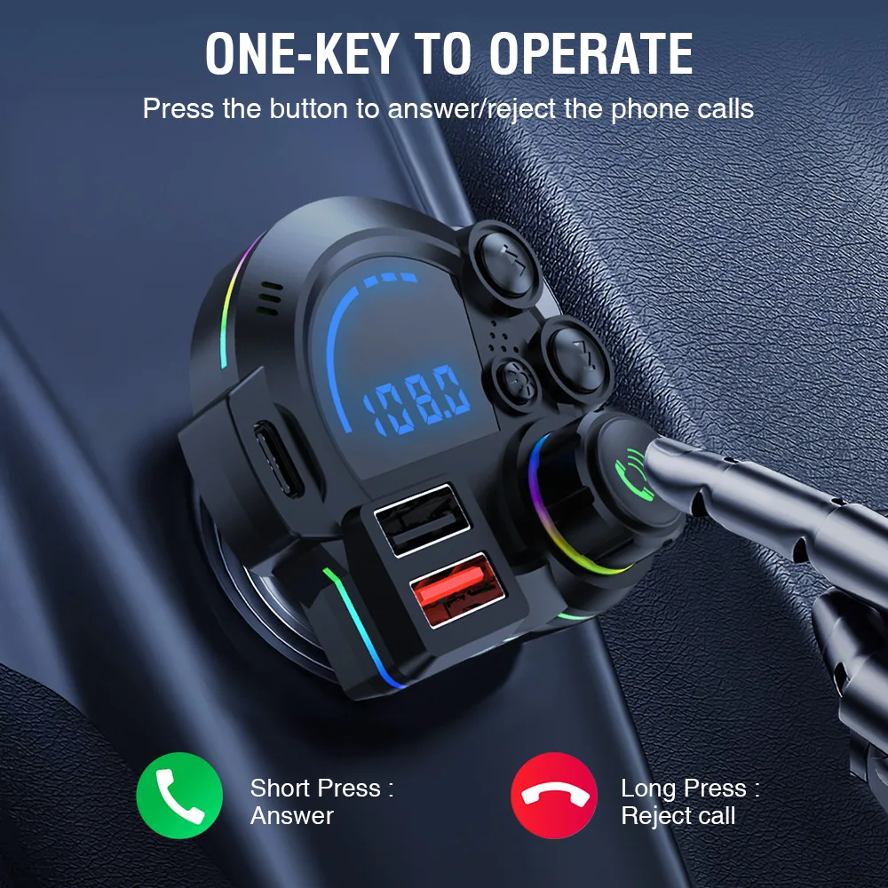 Bluetooth 5.3 FM-Transmitter Freisprecheinrichtung Auto AUX Radio – Bild 3