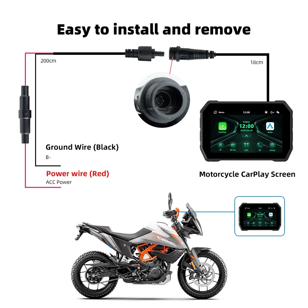 5-Zoll Wireless CarPlay Moto Android Auto Digital Motorrad – Bild 6