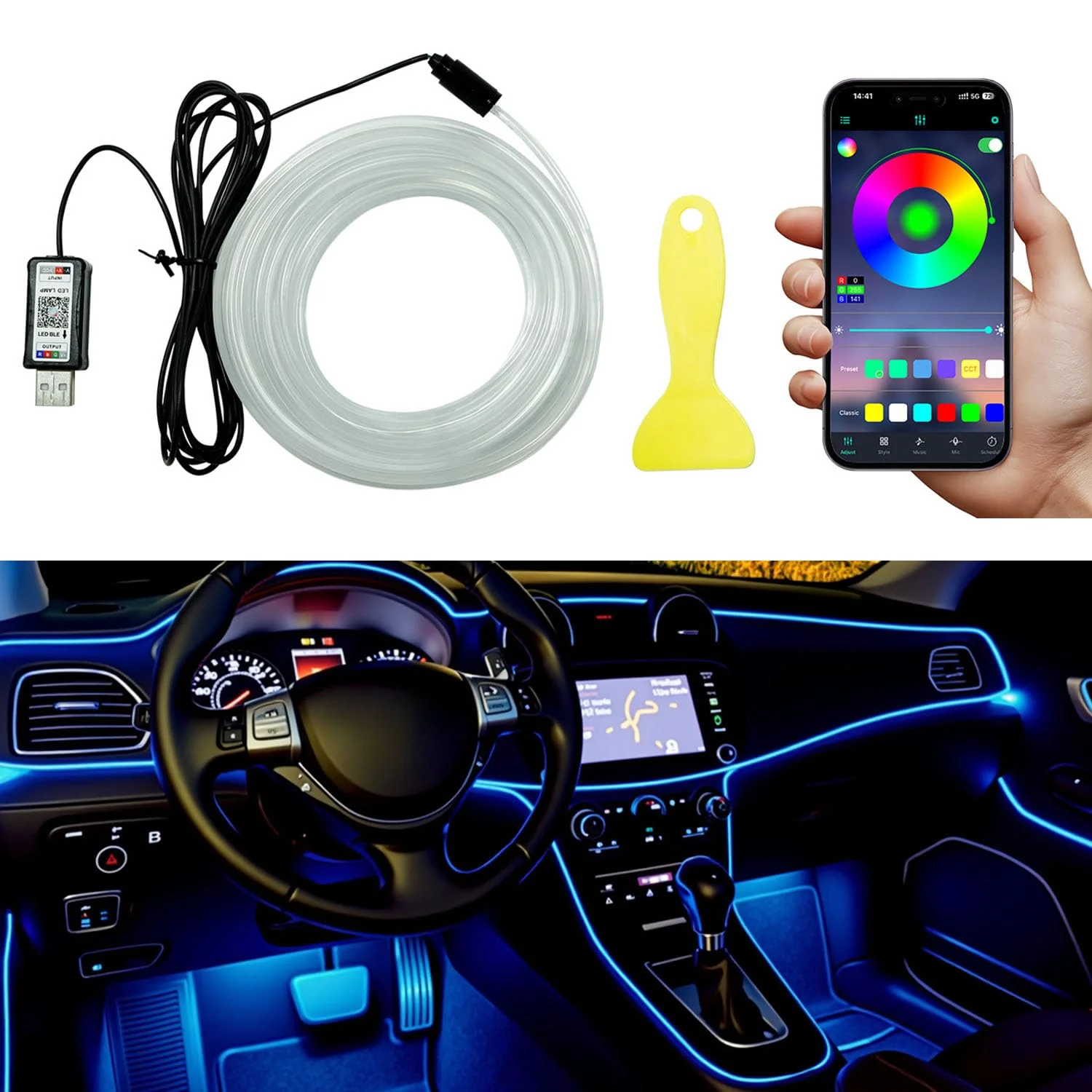 LED-Innenbeleuchtungsstreifen für Autos, Ambiente-Beleuchtungssets – Bild 2
