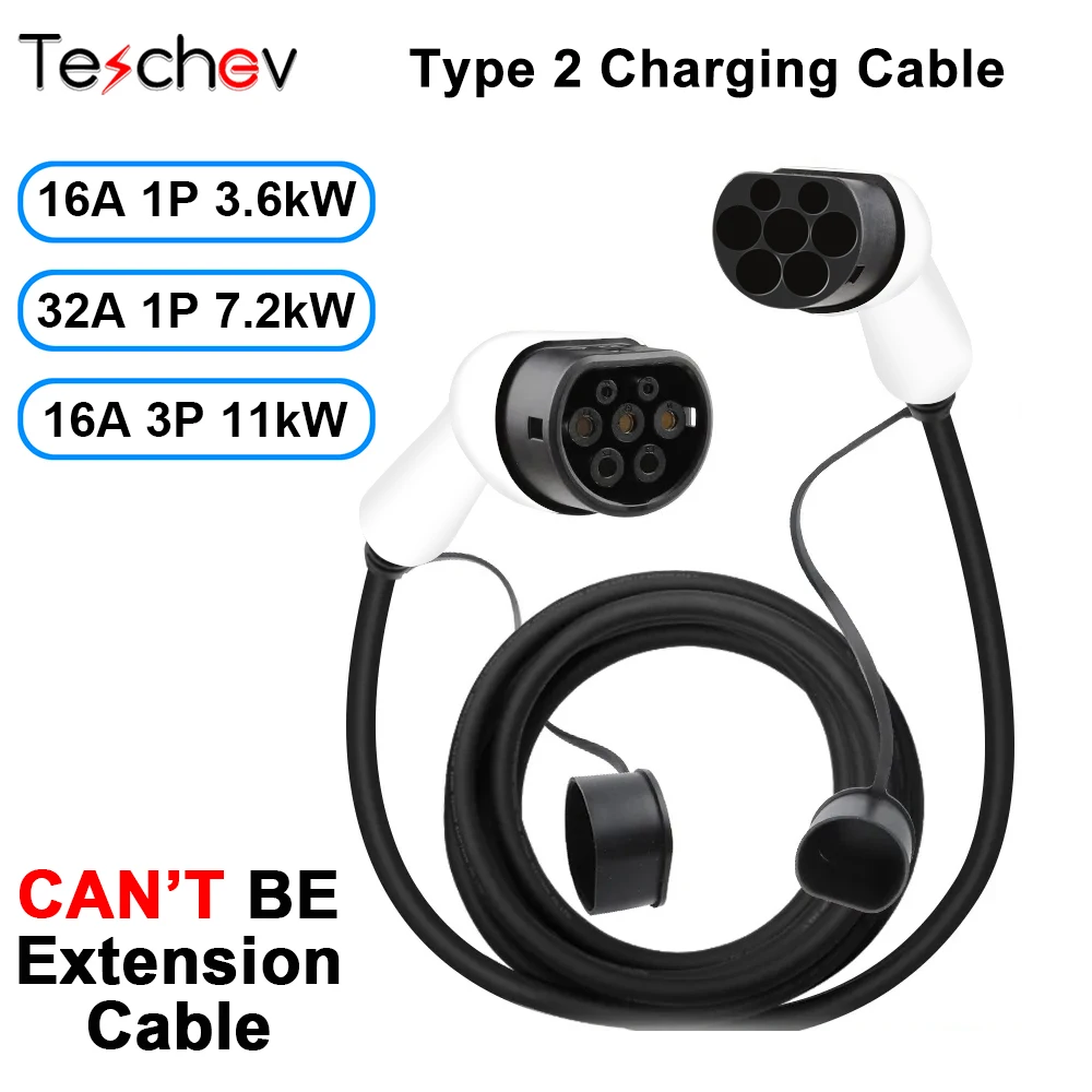 16A/32A EV-Autoladegerät Typ 2 Buchse auf Stecker 3,6 kW/7,2 kW/11 kW Ladekabel Kabel 1 Phase/3 Phase EVSE
