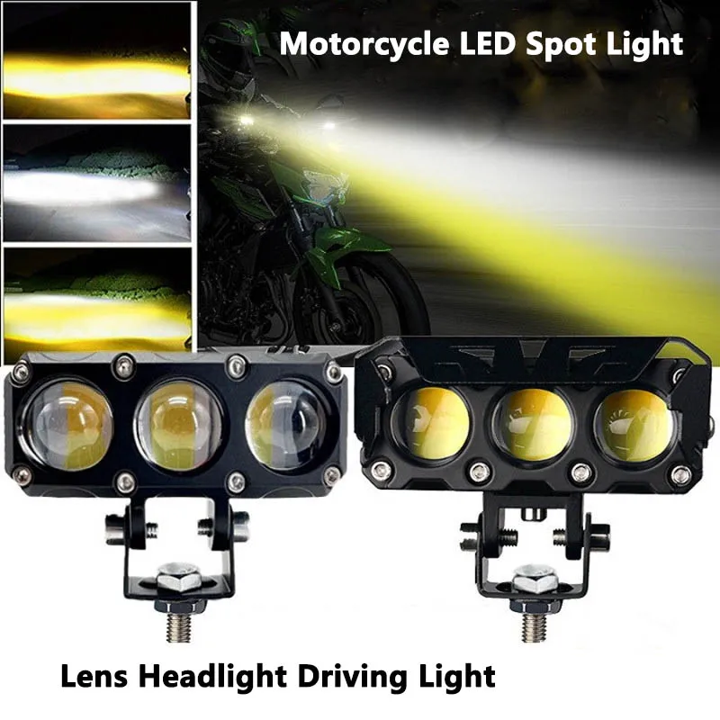 Motorrad LED Spot Licht Dual Farbe Hallo/Abblendlicht Nebel Lampen – Bild 3