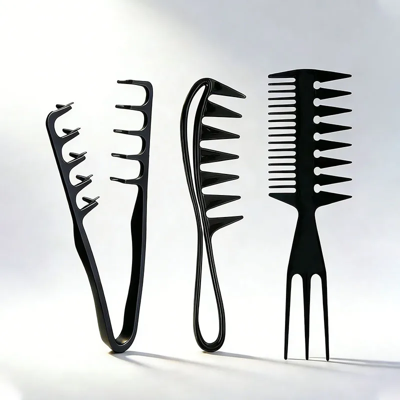 Herren-Salon-Haarstyling-Kammset, einschließlich eines Weitzahnkamms für Texturfrisuren, eines Kämms