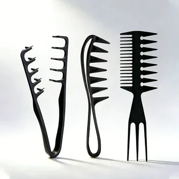 Herren-Salon-Haarstyling-Kammset, einschließlich eines Weitzahnkamms für Texturfrisuren, eines Kämms