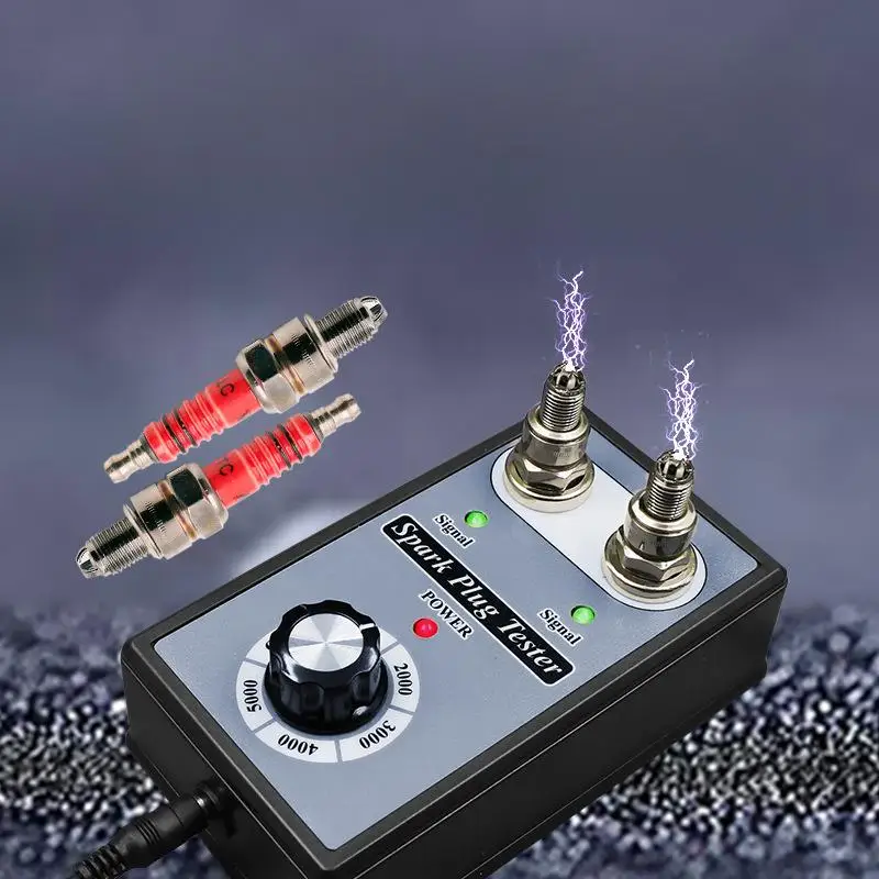 Zündkerzentester mit zwei Löchern, einstellbare Frequenz, 12 V, für Auto, Motorrad, Zündspule, Diagnosegerät