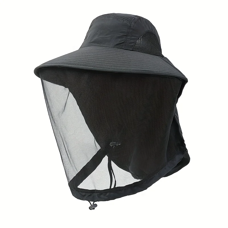 UV-Schutzhut mit Gesichtsmaske, atmungsaktiv, Insektenschutz, breite Krempe, Angelhut, Outdoor-Sport, Natur
