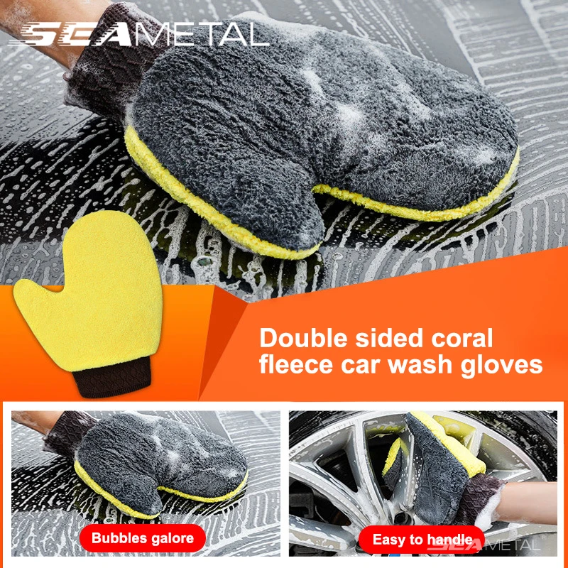 SEAMETAL Farbreiniger Mikrofaser Chenille Autowaschhandschuh Auto Reinigungshandschuh Handschuhe Home Duster