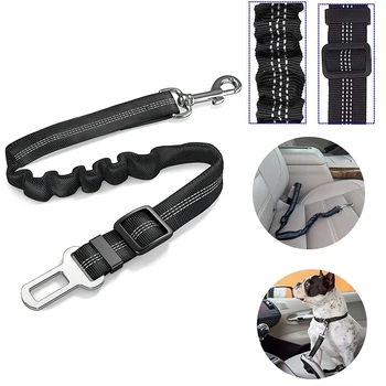 Hunde-Autositzgurt, verstellbares Geschirr für Hunde, Nylon, reflektierende Dämpfung, Elastizität, Auto