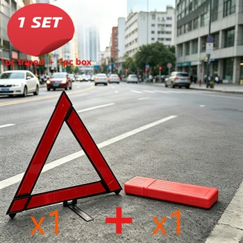 Auto-Notfall-Warndreieck-Set mit Aufbewahrungsbox, Straßensicherheits-Pannenschild für Alle Autos & Fahrzeuge