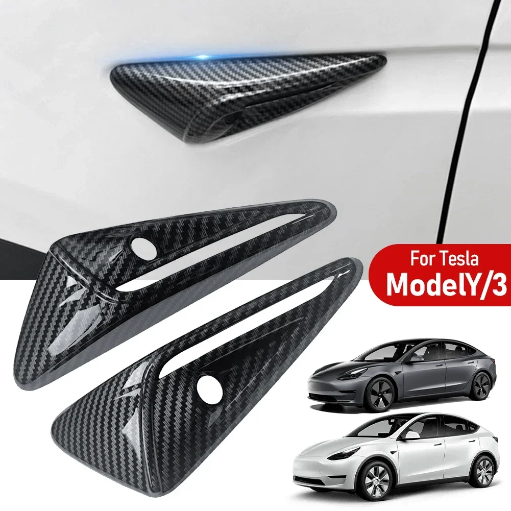 Tesla Modell 3 Y X S Seite Kamera Carbon Fiber ABS Schutz Abdeckung für Tesla Modell 3 Modell Y auto (2 Stück)