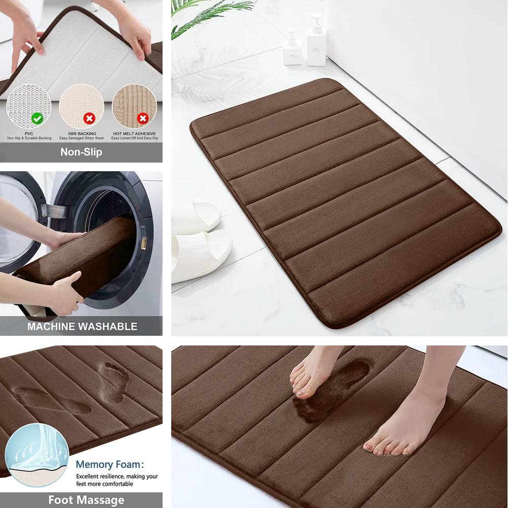 Super saugfähige Badematte, Memory-Schaum-Teppich, rutschfester – Bild 5