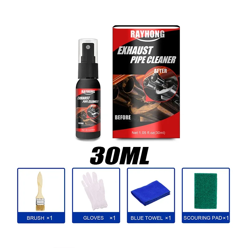30/120 ml Auto Motorrad Auspuffrohr Reiniger Auto Rost Entferner mit Handschuhen und Pinsel Reparatur Wartung