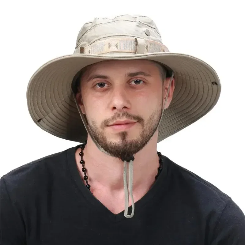 Bucket Hat Sommer Herren UV-Schutz Wandern Strand Sonnenschutz Kappe – Bild 4