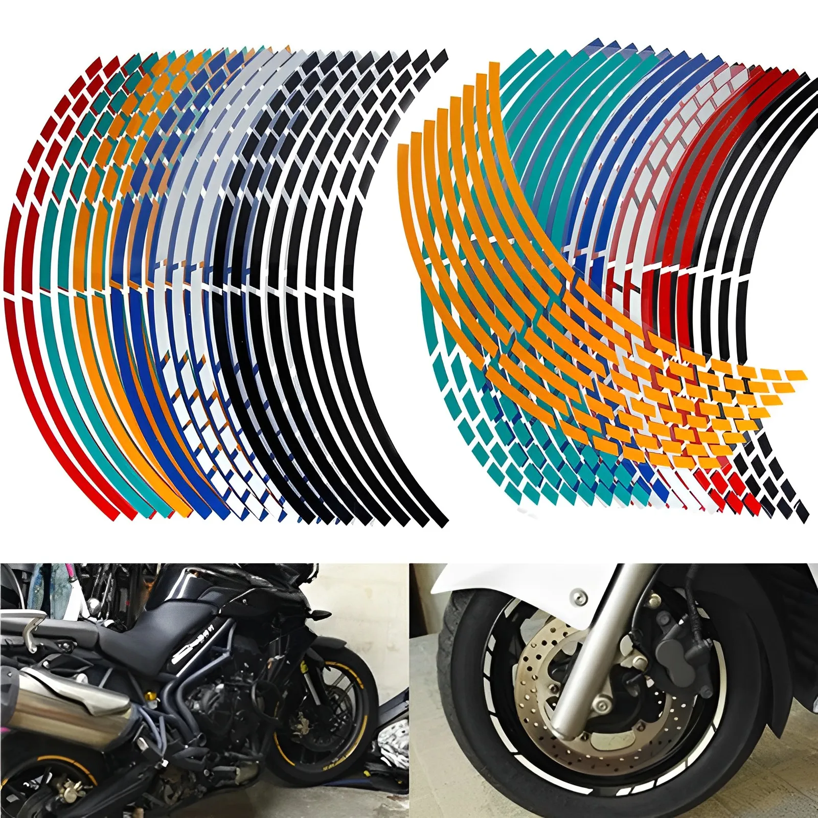 Motorrad Auto Reifen Aufkleber Trim Streifen Universal Reflektierende Fahrrad Rad Aufkleber (16 Stück)