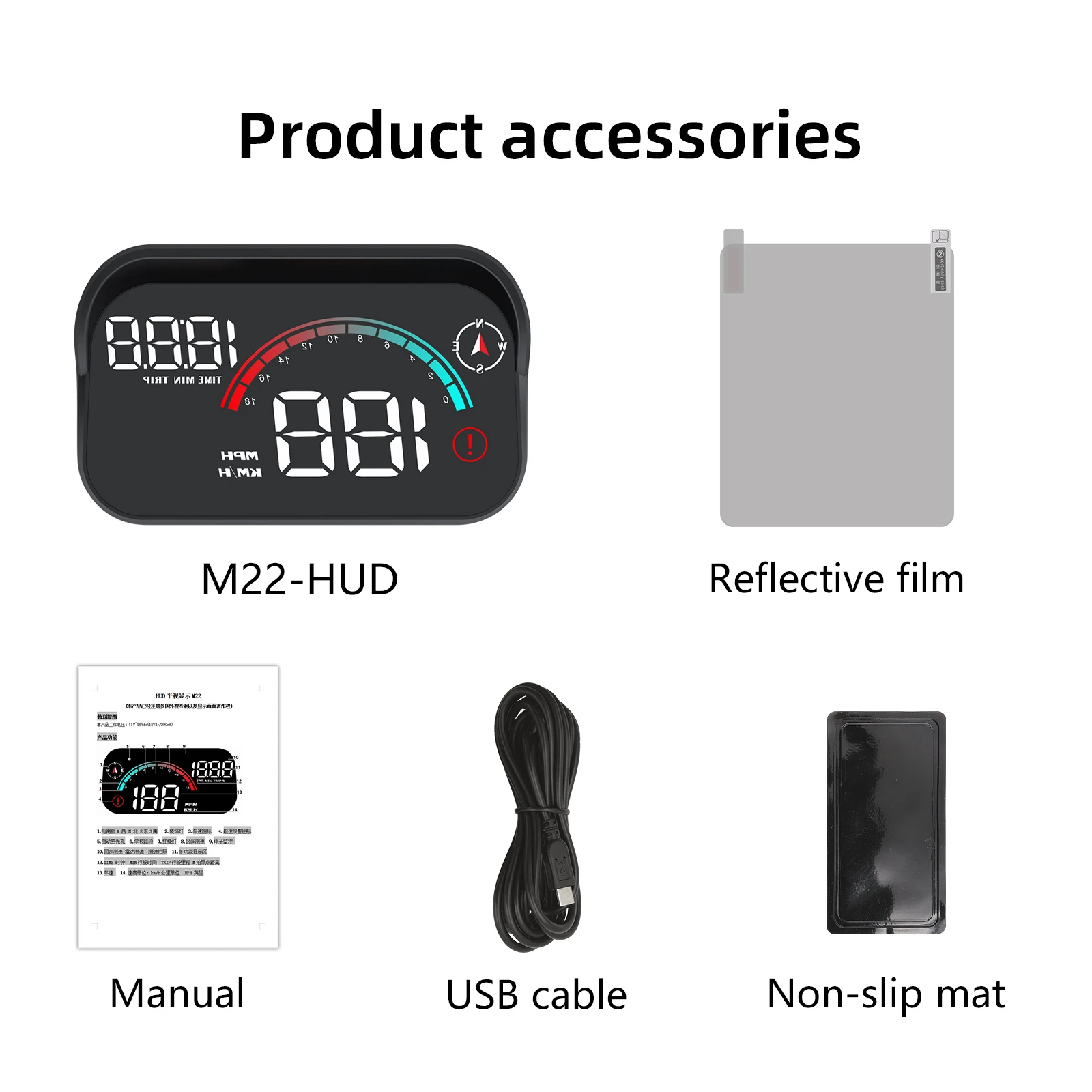 M22 Auto HUD Head Up Display Universal Digital GPS Tachometer HD LCD Projektion Auf Glas Windschutzscheibe