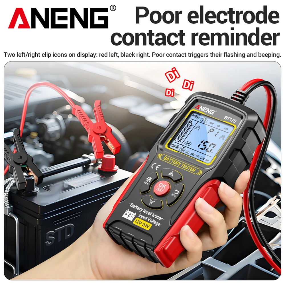 12V 24V Autobatterie-Tester Digitaler Kfz-Belastungstester 50-1999 CCA – Bild 2