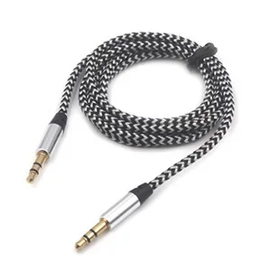 1 m Nylon-Klinken-Aux-Kabel 3,5 mm auf 3,5 mm Audiokabel Stecker auf Stecker Kabel Goldstecker Auto-Aux-Kabel