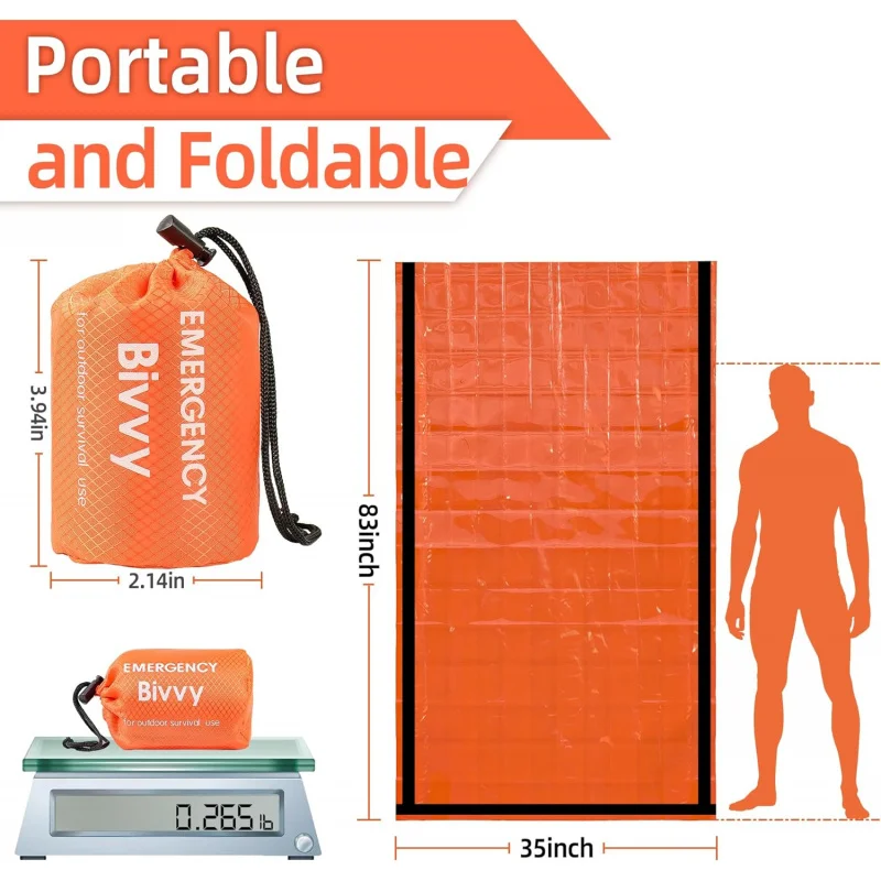 Notfall-Schlafsack, Überlebensdecke, Thermo-Mylar-Biwaksack, leichter – Bild 5