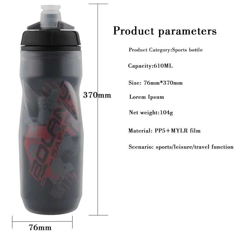 Bolany Bike Wasserflasche 600 ml Mountainbike-Wasserflasche PP5 Wärme – Bild 4
