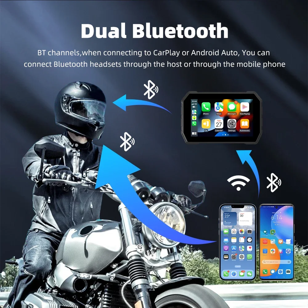 5-Zoll Wireless CarPlay Moto Android Auto Digital Motorrad – Bild 4