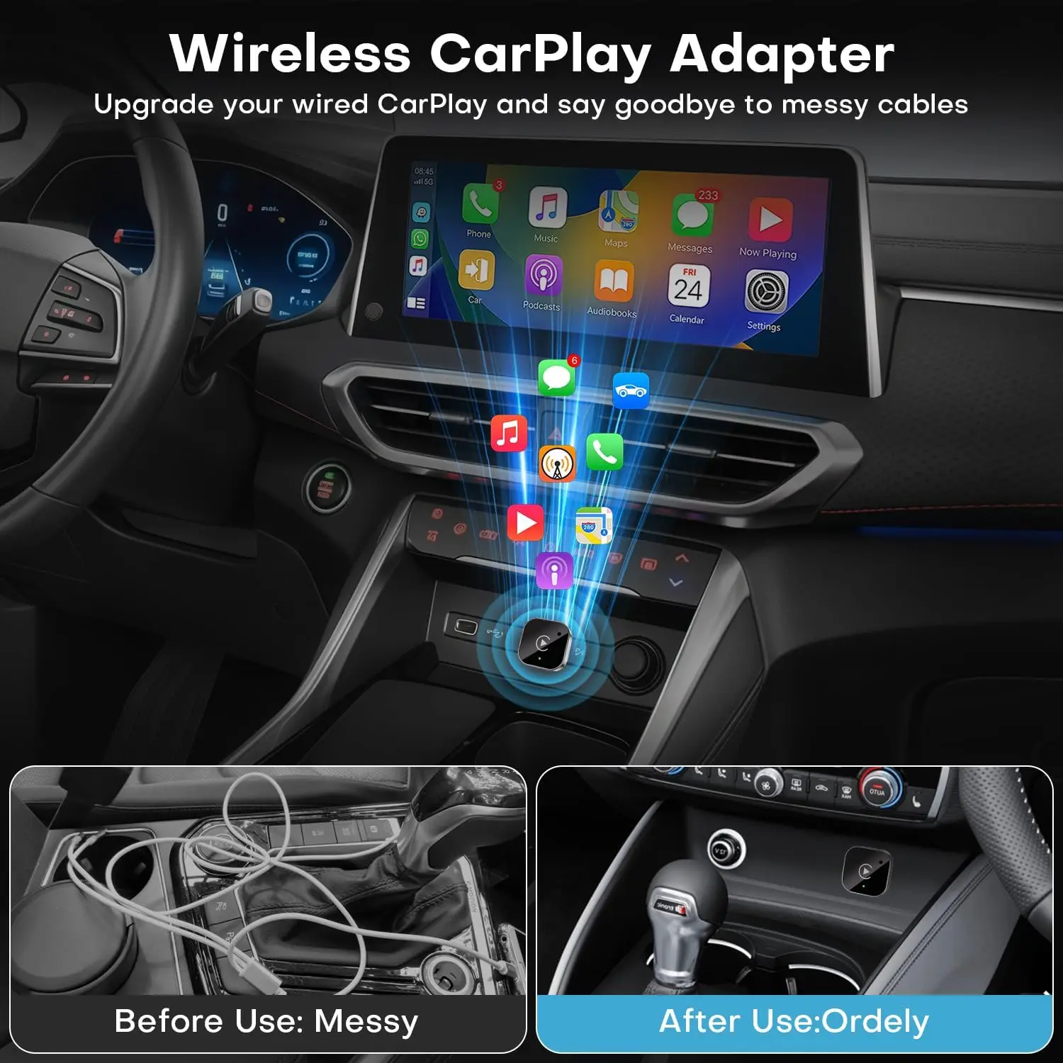 Kabelloser CarPlay- und Android-Auto-Adapter 2026-Upgrade: verkabelt – Bild 2