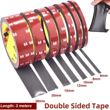 Extra starker doppelseitiger Klebeband, 3 m lang, 6-30 mm dick, Acrylschaum-Klebeband-Aufkleber für Auto