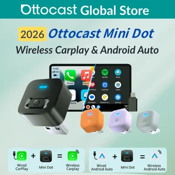 Ottocast Express Mini Dot Kabelloser Carplay-Adapter Android Auto Dongle Kabelgebunden zu Kabellos WiFi 6 Plug