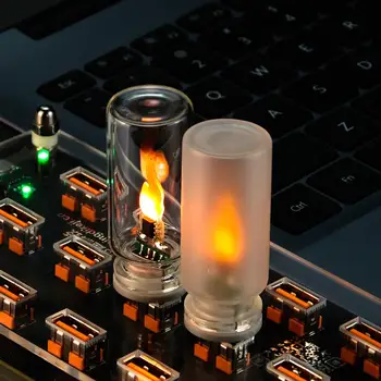 Retro USB Led Filament Nachtlicht Gelb Warme Glühbirne Beleuchtung Flamme Umgebungslicht Für Wohnkultur
