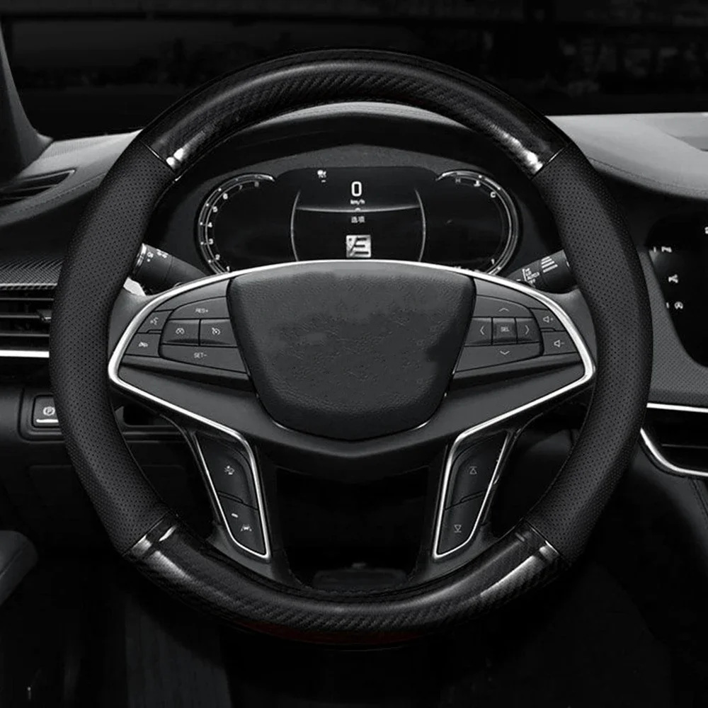 Universal Auto Lenkrad Abdeckung Carbon Faser Leder Dreidimensionale – Bild 4