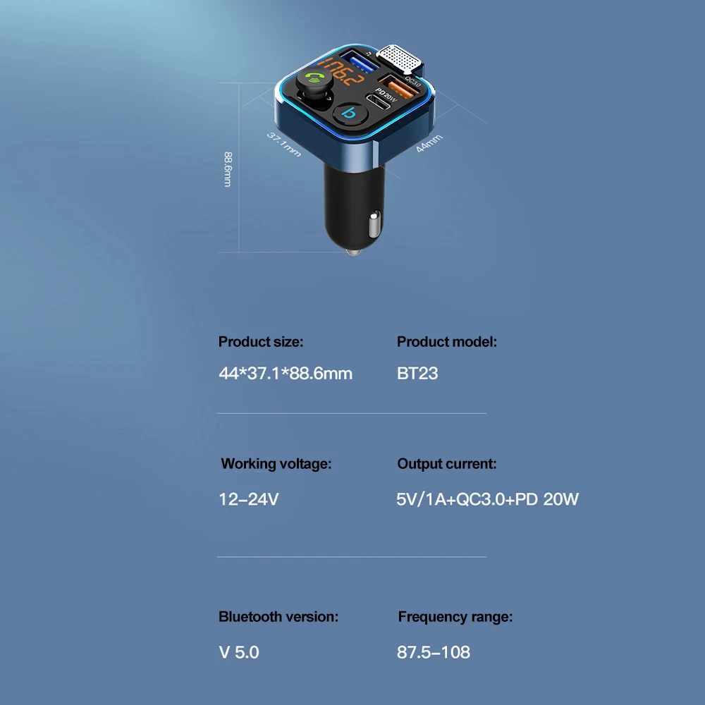 Kabelloser Bluetooth 5.0 Freisprech-Auto-FM-Transmitter – Bild 6